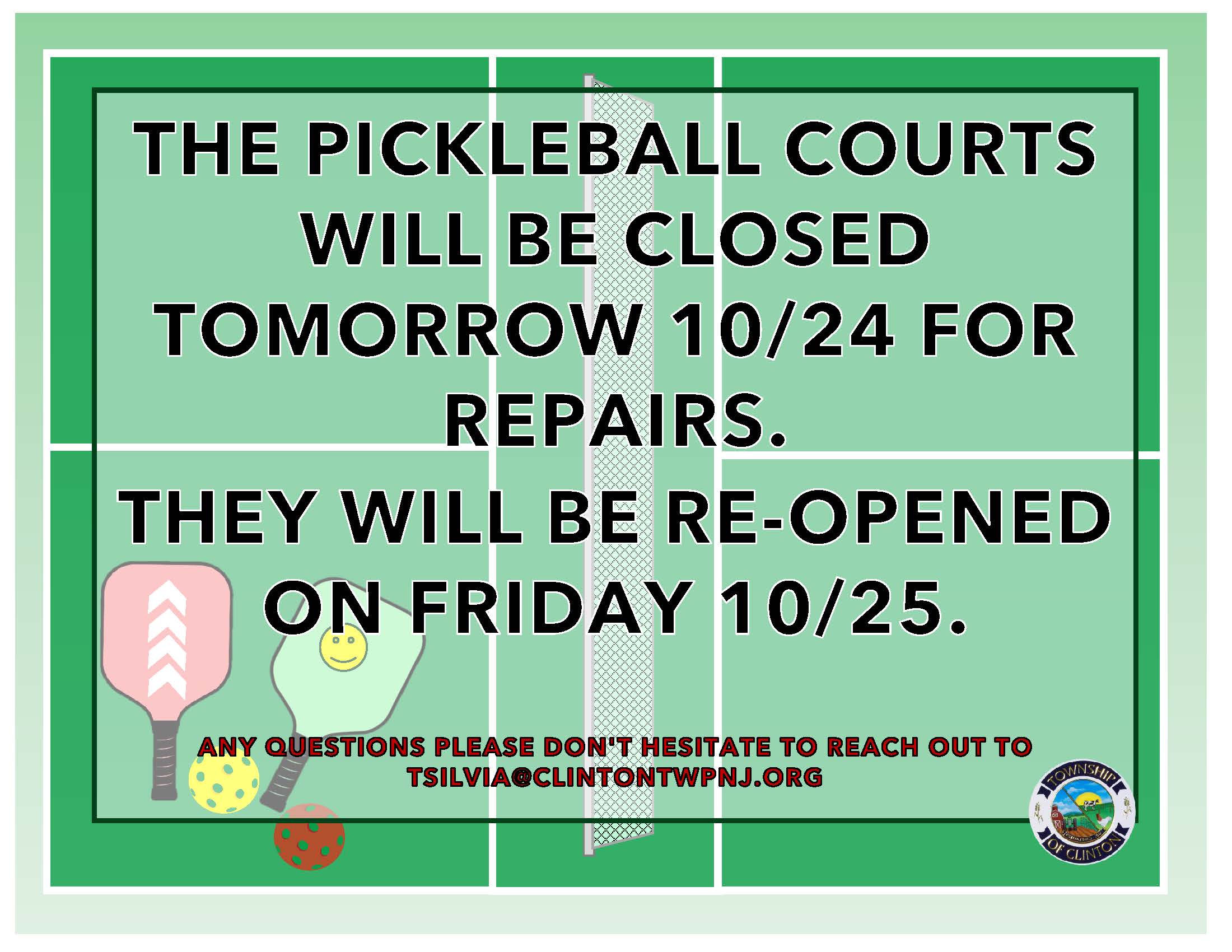 pickleball courts closed 102424